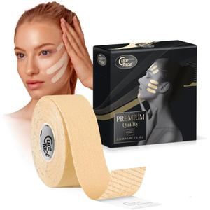 CureTape Beauty Kinesiology Tape | Anti-Wrinkle Face Tape | Face Lift Tape for Toning, Firming & Tightening The Skin (Light Beige, 1'' X 16'.)