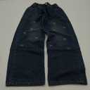 SHHYJUN Girls Bow Patterned Baggy Wide Leg Jeans Elastic Waist Casual Washed Denim Pants Age(Wide Leg 15, 12-13 Years)