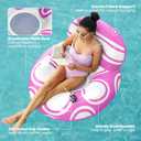 Sloosh Inflatable Pool Floats Chair - River Tube Pool Floaties Sofa with Big Backrest, Lounge Above Water Floating Chair Mesh Bottom Swimming Pool Party Toys Lounger Lake Raft for Adults (Pink White)