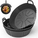 Round Silicone Air Fryer Liners 3Pack, Ninja AF101 & AF161 Silicone Liners for 4-5.3QT, Reusable Air Fryer Accessories Food Grade Liners, Compatible with Ninja, COSORI, Tefal, Bear, Chefman (Black)