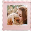 10x10 Picture Frame with Mat for 8x8, Wavy Edge Wooden Real Glass Photo Frame for Tabletop and Wall Hanging, Pink, 1 Pack
