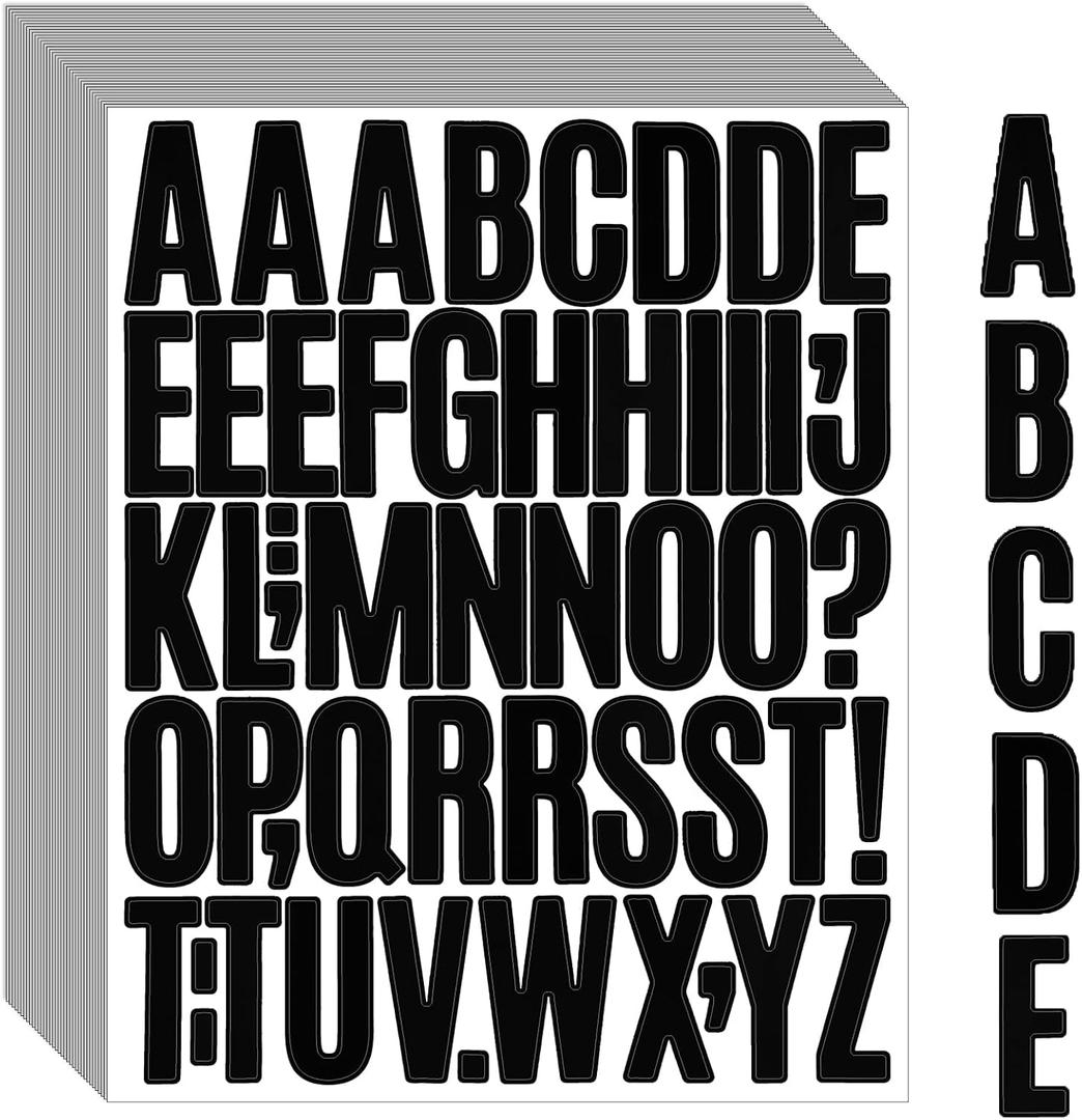 Bemeol 1872 Pieces Letter Stickers 36 Sheets 2 Inch Alphabet Letter Stickers Vinyl Self Adhesive Sticker Letters for Bulletin Board Home Classroom Mailbox Decor(Black)