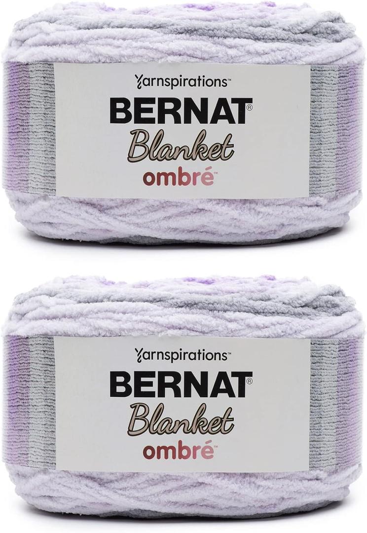 Bernat Blanket Ombre Cool Purple Ombre Yarn - 2 Pack of 300g/10.5oz - Polyester - 6 Super Bulky - 220 Yards - Knitting/Crochet