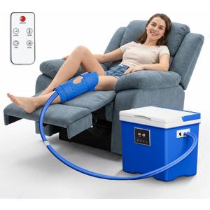 Cold Therapy Machine with Memory Function, Programmable Timer, Wireless Remote & Quiet Pump, Portable Ice Machine for Knee After Surgery, Ankle, Arm Relief, Ideal for Sports Injuries