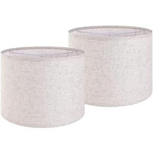 Large Drum Lamp shades Set of 2 Oatmeal Linen Lampshade 16" Top x 16" Bottom x 12" High (Spider) Farmhouse Lampshade for Table & Floor Lamp - Lampshades Replacement By GO&SO