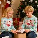 Funnycokid Kids Ugly Christmas Sweater Girls Boys Xmas Sweatshirt Funny Fleece Outfit 3D Print Clothes 4-16 Years (Blue, M)