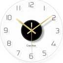 Round Tempered Glass Wall Clock,Silent Non-Ticking Clock, Living Room Bedroom Office Transparent Decorative Clock, 12 Inch, Easy to Read (12Inch, Black)