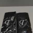 Monogrammed Towels Fingertip, Personalized Gift, 11 x 18 Inches - Set of 2 White Embroidered Towel - Extra Absorbent 100% Cotton - Soft Velour Finish - For Bathroom/ Kitchen/ Spa - Initial T (Black)