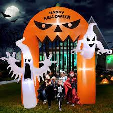 10FT Halloween Inflatables Ghost Archway: Halloween Decorations Outdoor Indoor, Blow Up Inflatable Scary Pumpkin with Builtin LED Lights for Yard Garden Lawn Party Home Decor