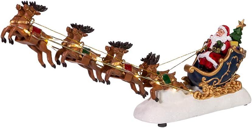 Kurt Adler 7-Inch Battery-Operated LED Santa with Sleigh Table Piece