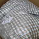 Twin XL Comforter Set, Modern Plaid Checkered Bedding, Green Gingham Brown Grid Bed Comforter, Soft Fluffy Breathable Farmhouse Dorm Bedding, All Seasons 3 Piece Set