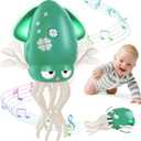 AOTIBO Baby Dancing Octopus Toy for 1 2 3 4 5 Year Old Boy Girl, Baby Tummy Time Electric Crawling Octopus Toys 1218 Months, Dancing Squid Toy for Walking Toddlers, Kids 1st Birthday Gifts, Green