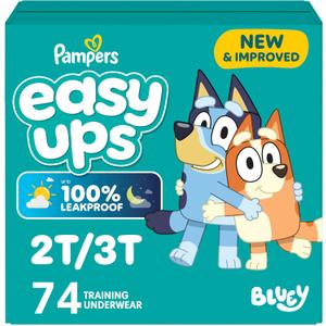 Pampers Training Pants - Easy Ups Boys & Girls Bluey - Size 2T-3T, 74 Count, Children's Potty Underwear