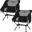 Overmont Ultralight Portable Camping Chair- Lightweight Folding Backpacking Chair, Support up to 330Lbs Compact Beach Chair for Adults with Carry Bag for Backpack Hiking Fishing Outdoor Camp 2pcs (Low Back Black)