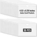 Clear Adhesive Pockets 4"x6" Index Card Sleeves Self Adhesive with Top Loading Label Pockets (30 PCS)