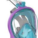 G2RISE Full Face Snorkel Mask Adults Snorkeling Set Gear for Kids with Detachable Camera Mount, Safe Breathing, Anti Fog Anti Leak (X-Small, Purple Blue)