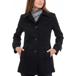 LONDON FOG womens Single-breasted Wool With Scarf Pea Coat, Black, XL Size US