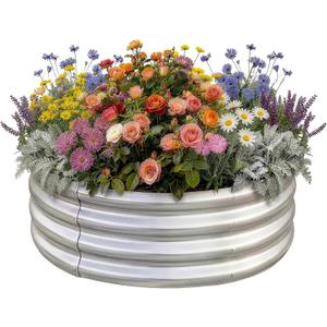 Land Guard Galvanized Raised Garden Bed Kit, Galvanized Planter Raised Garden Boxes Outdoor, Round Large Metal Raised Garden Beds for Vegetables