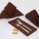 TARAN LIVING Thick Cotton Cloth Napkin Set Christmas Cloth Napkins Washable Dinner Pure Cotton Napkin Set Table Cloth Reusable Perfect and Home Decor - Brown, Set of 12, 18x18 Inch