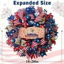250th Anniversary Patriotic Wreath, 4th of July Wreaths for Front Door with Wooden Eagle Door Sign & Red White Blue Ribbon for Independence Day Memorial Day Patriotic Decorations(18In, 1Pcs)