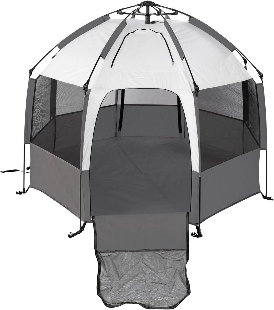 Swished Pop-up Tent - Metallic Grey | Beach Pop-up Tent; Sun Shelter & Waterproof | Pop-up Tent For Beach & Outdoor Adventures | Zippered Door For Privacy - Pop-up & Relax