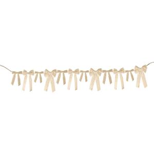 Meseey Christmas Ivory Velvet Bow Garland, 12PCS 5x10 Inch Pre-Made Velvet Bows, 6.56FT Long Christmas Garland with Bows for Christmas Tree, Wreath, Mantle, Holiday Party Home Decorations