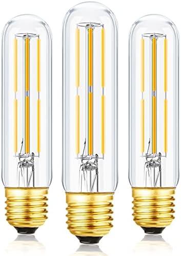 T10 Led Bulb,Dimmable 6W Led Tubular Bulbs, Soft White 3000K, 60 Watt Incandescent Bulb Equivalent, 3000K Soft White, Clear Glass, E26 Base Lamp Bulb, for Cabinet Display Cabinet etc,3 Pack.