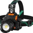 Rechargeable Headlamp, 50000 High Lumens. Super Bright with Motion Sensor, 5 Lighting Modes. IPX7 Waterproof, 90 Adjustable & zoomable, Ideal for Camping, Cycling and Running.