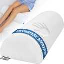 5 STARS UNITED Knee Pillow for Back Sleeping  Memory Foam Cushion for Sciatica Pain Relief  Under Leg Support for Sleeping on Back  Half Moon Bolster for Bed, White