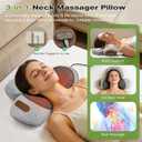 3-in-1 Neck Massager Pillow with Heat & Gentle Traction, Ergonomic Massage Support for Neck Hump Comfort, Daily Relaxation Design for Women and Men, Plug-in Use