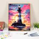 2 x QUITEDEW Paint by Numbers Kit for Adults,Adults' Paint by Numbe Kits Colorful Painting,DIY Lighthouse Oil Painting Gifts for Home Wall 16x20 Inch