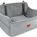 Lealchum Dog Car Seat for Medium Sized Dog, Car Dog Bed with Adjustable Leashes, Comfort and Support with Memory Foam Filled, Safety Travel Per Car Seat with Non-Slip Bottom (Grey, Large)