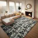 Ophanie Black Gold and Grey Area Rugs for Living Room 8x10, Fluffy Shag Large Fuzzy Plush Soft Carpets, Floor Shaggy Rugs for Bedroom, Carpet for Kids Boys Girls Dorm Nursery Home Decor Aesthetic