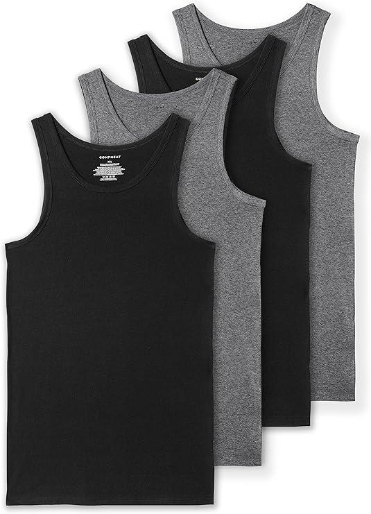Men's 4-Pack Big & Tall Tight Fit A-Shirts Cotton Spandex Tank Tops Sleeveless Undershirts.L