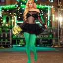 baotongle 2 Pairs Women's Nylon Solid Tights Tights for Women Women's Stocking Hosiery St. Patrick's Day Knee High Socks Long Green (Green)