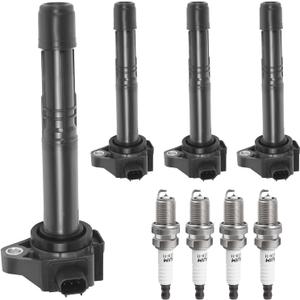 Ignition Coil Pack and Spark Plugs Kit fit for L4 2.4 2.4L 2013 2014 2015 2016 2017 Honda Accord Sport EX LX, 2015-2019 Honda CR-V, CRV 2016 2017 2018 2019 2020 Acura ILX TLX, UF712 C1832, Set of 4