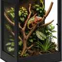 PROLEE 24" x 18" x 36" Tall Reptile Terrarium, 65 Gallon Glass Chameleon Cage, Vertical Crested Gecko Tank with Ventilated Mesh Top, Front Opening Rainforest Habitat, Black