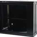 9U Wall Mount Network Server Cabinet with Glass Door, Locks, Removable Side Panels, for IT Equipment, A/V Devices
