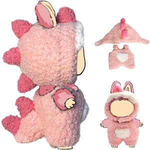 2 x 17cm Doll Clothes(NO Doll), Cute Dolls Outfit Accessories with Fuzzy Strap Pants+Hat, Small Clothes Set for Dolls(Pink)
