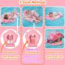 Mambobaby Float Add Tail No Flip Over Non-Inflatable Baby Swim Float Pearl Foam Solid Water Floats Smart Swim Trainer Infant Pool Float Swim Ring with Sun Canopy
