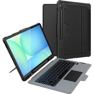 Nillkin for Samsung Galaxy Tab S10 FE Plus 13.1" Case with Detachable Keyboard, 7-Color Backlit, Trackpad, S Pen Holder, Rugged Keyboard Case for Samsung Tablet S10 FE+, Portrait/Landscape Modes