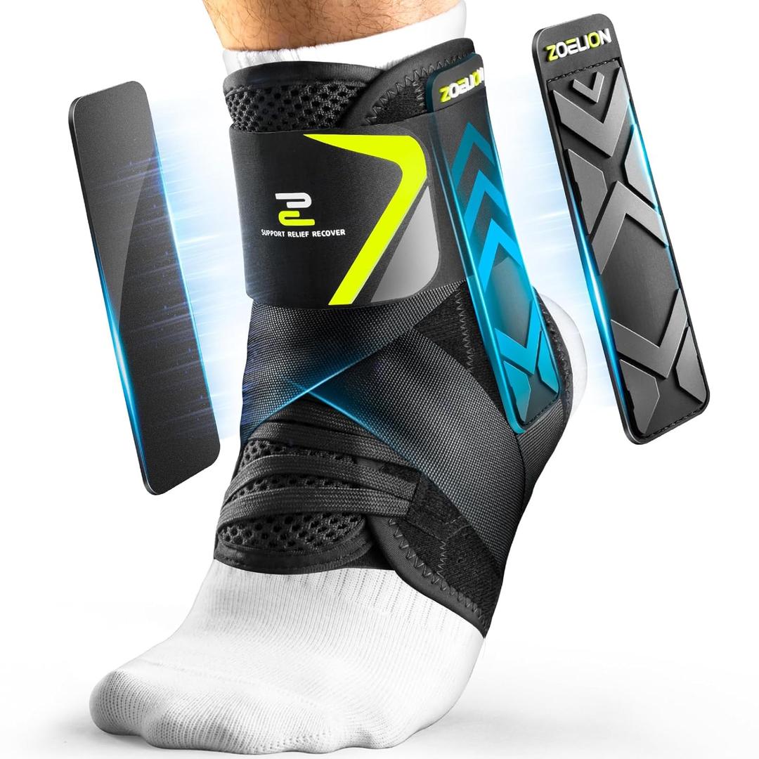 Quick Lace Up Ankle Brace with Side Stabilizing Pads, Slim Fit Ankle Support Brace, Adjustable & Breathable Ankle Support for Men Women, Ankle Stabilizer for Sprain,Injury Recovery,Sports, (XL (Ankle size:14"-15")/Pack of 1)