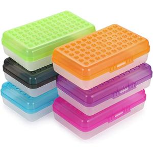 BTSKY 6 Pack Multipurpose Utility Box- Large Capacity Pencil Box with Lid Snap Closure Pencil Holder for Organize and Carry Pencils Watercolor Pens Stationery Office Supplies Organizer Colorful