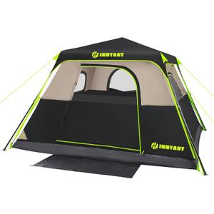4 Person Instant Tent, Waterproof Pop Up Tents for Camping with Rainfly, 60 Seconds Easy Setup, Automatic Cabin Tent for Family Camping with Expandable Carry Bag & Upgraded Ventilation