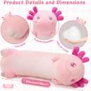 Tezituor Long Axolotl Plush Body Pillow, 39.5 Inches Giant Pink Axolotl Stuffed Animal Soft Hugging Pillow Big Salamander Toys for Girls Kids Birthday Gifts