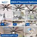 Depuley 72-Inch Ceiling Fan with Light: Modern 8-Blade Walnut and Black Indoor Outdoor Fans with Remote Control Dimmable Light - Ultra Quiet DC Motor Reversible 6 Speed Timer