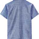 JOGAL Boys Chambray Shirts Short Sleeve Button Down Shirt for Kids | 100% Cotton, Linen Feel, Button Up, Lightweight, Two Pockets, Regular Fit, Casual, Woven, Easter,  Size 14 (Blue)