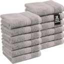 LANE LINEN Washcloths 12 Pack - 100% Ringspun Cotton Washcloths - 13"x13"- Soft Textured, Well Stitched, Lightweight Towel - Absorbent & Durable - Perfect for Daily use - Platinum