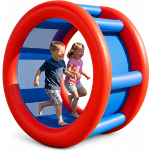 Playland 67" Giant Inflatable Land Roller Wheel for Kids & Adults - 2 Person Human Hamster Wheel, Durable PVC Outddor Rolling Toy for Backyard, Beach & Lawn Games, Supports 300 Lbs, Ages 5+