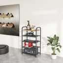 Narrow Shoe Rack, with Heavy-Duty Metal Grid, Rustic Wooden Top, & Metal Guardrails - Transform Your Space with Style and Functionality Living Room, Kitchen, Bedroom, Garage, & Bathroom